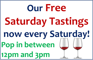 Poster explains Duncan Murray Wines free wine tastings are every Saturday from 12pm to 3pm