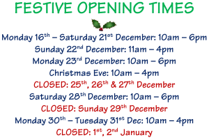 Poster shows Christmas and New Year opening times at Duncan Murray Wines