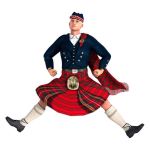 Image shows dancing man in a kilt