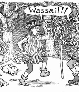 Image shows a Wassailer dancing with a glass